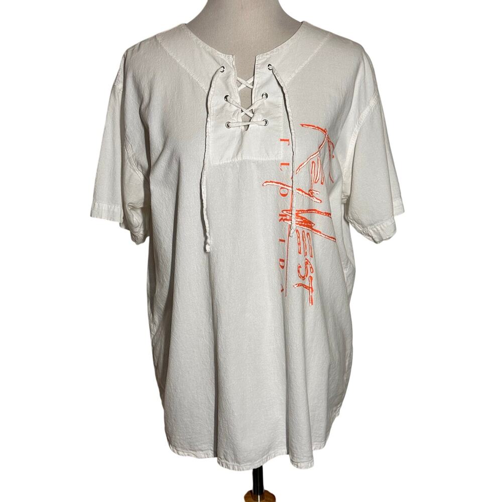 Cotton Collection 100% Organic Cotton White Short Sleeve Shirt Sz L